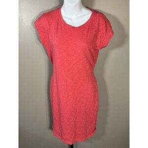 J Crew Factory Womens T Shirt Dress Sz Small Pink Tie Waist Cap Sleeves Cotton